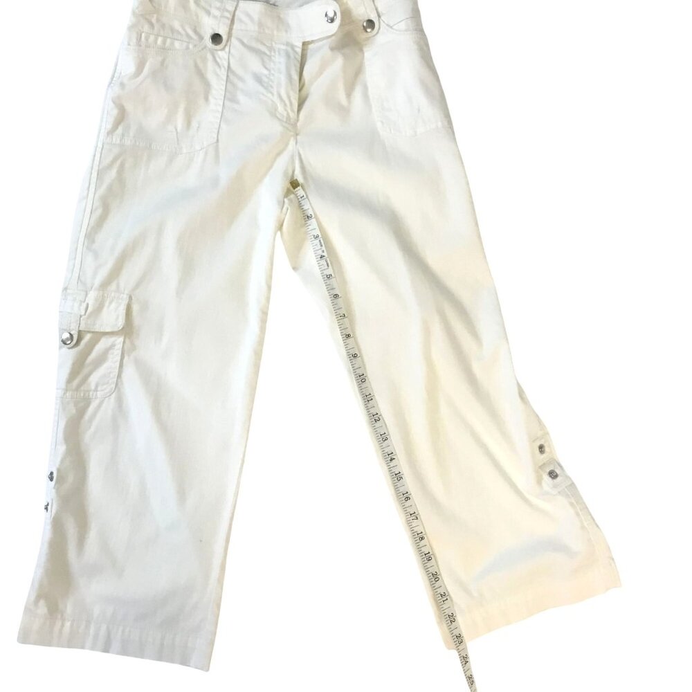 WHITE HOUSE BLACK MARKET Women's White Cargo Capri Pants Utility Cotton Size 4 - Picture 5 of 8